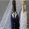 Do-it-yourself champagne for the bride and groom for a wedding (master class) Wine tie made from a napkin